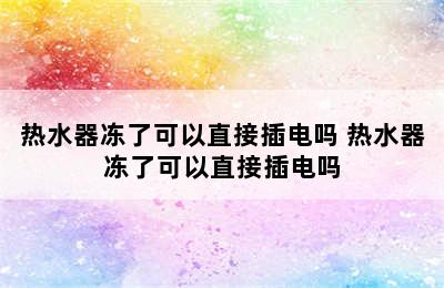 热水器冻了可以直接插电吗 热水器冻了可以直接插电吗